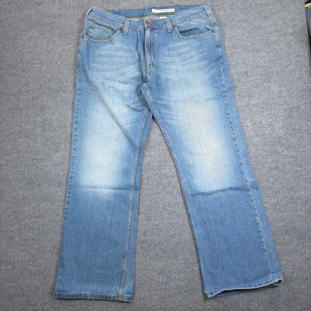 DKNY Jeans Mens 38X32 Blue Denim Straight Leg Mid Rise Cotton Casual Classic